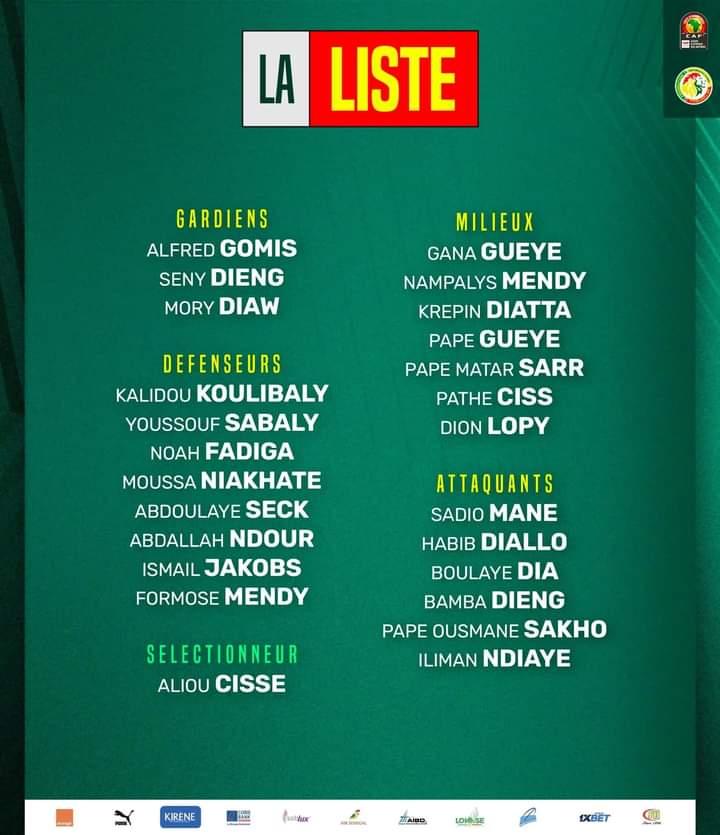 liste d'Aliou Cissé, double confrontation Sénégal vs Mozambique