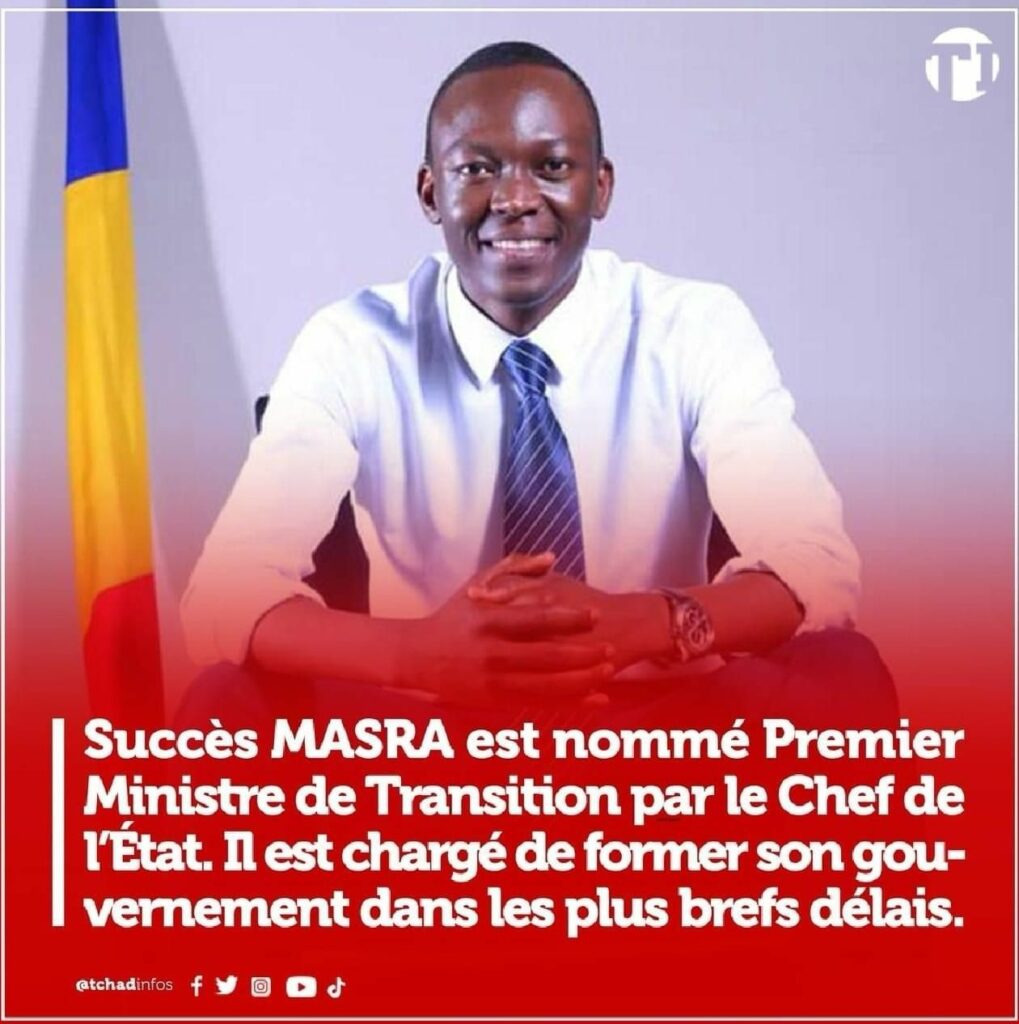 Succès Masra nommé Premier ministre du Tchad